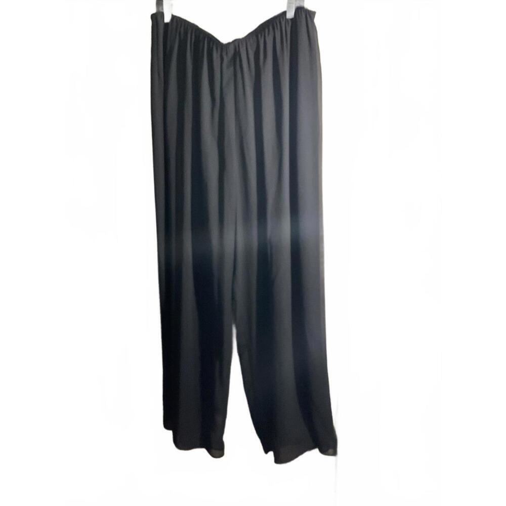 Alex Evenings  Black Wide-Leg Chiffon Pull on Pants -1X